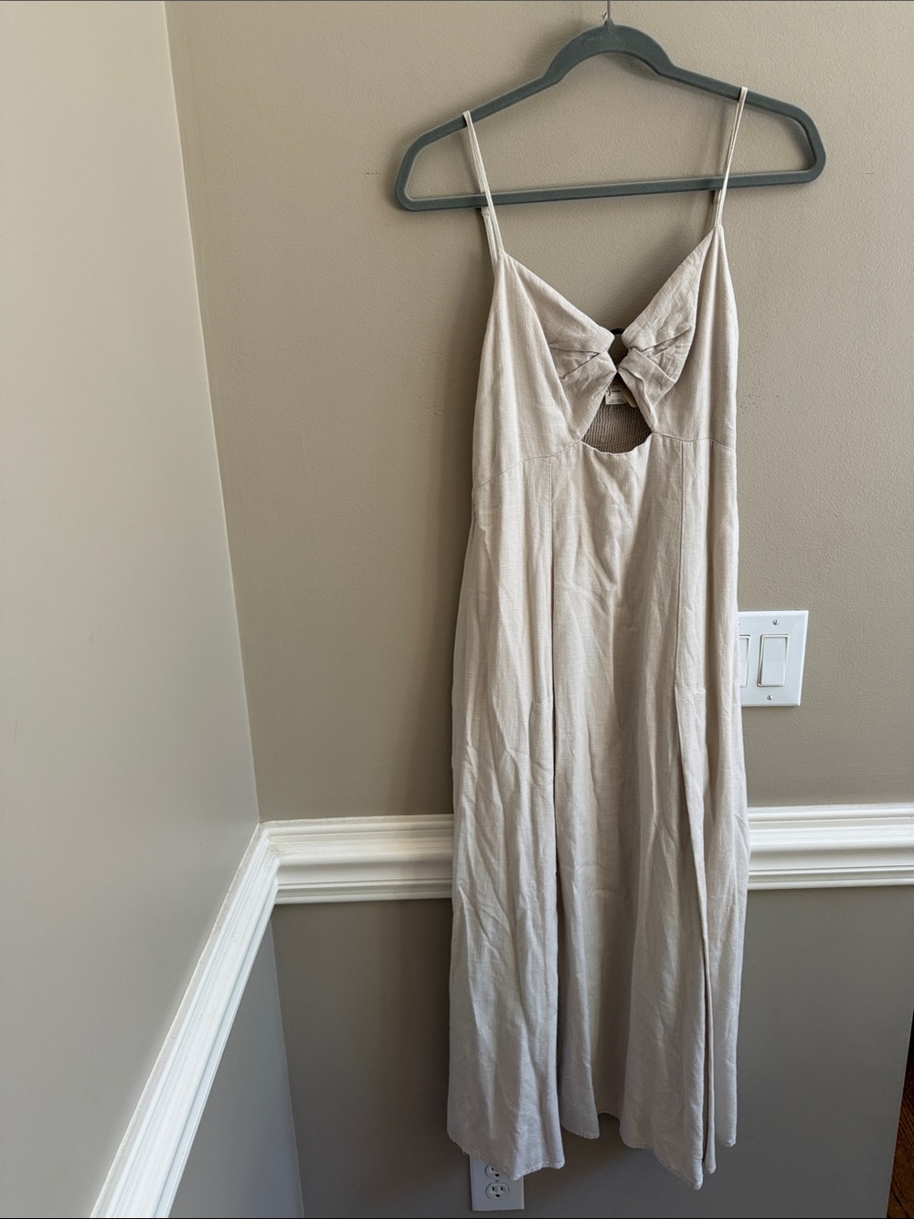 Anthropologie Linen Sweetheart Cutout A-Line Midi Dress Size Large